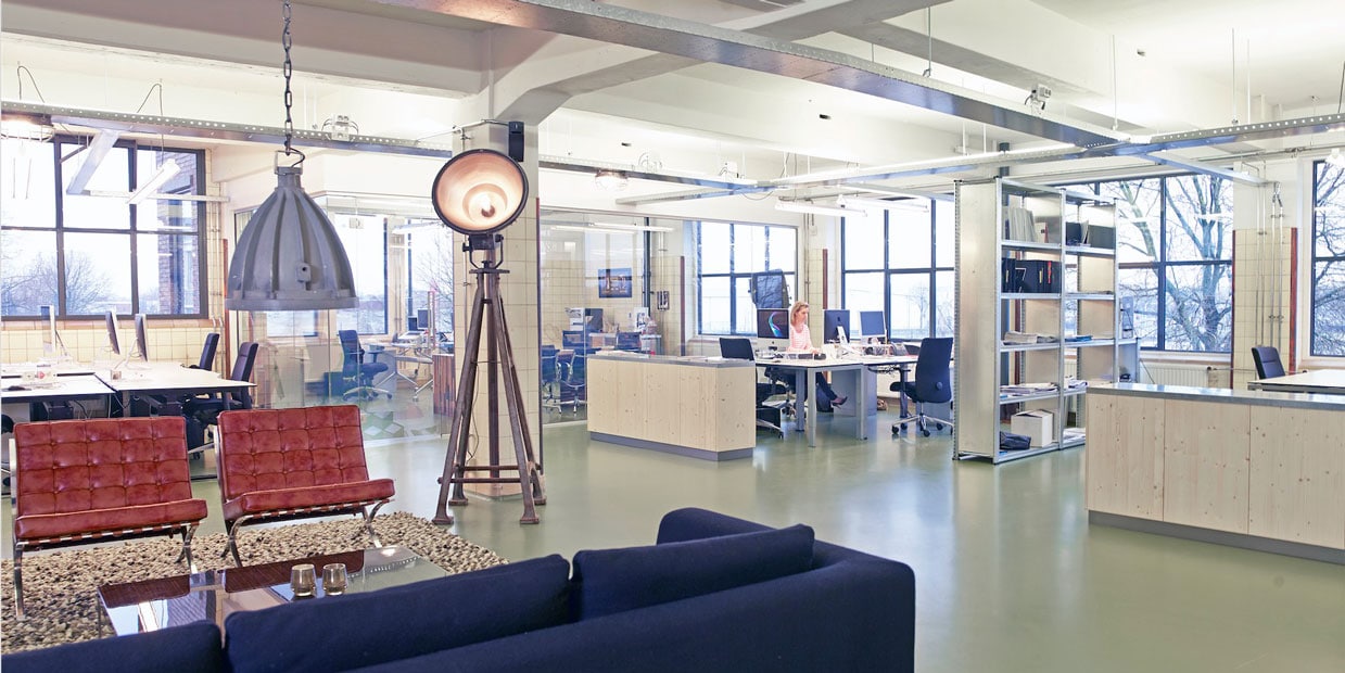 Overzicht kantoorruimte Slimline glaswand