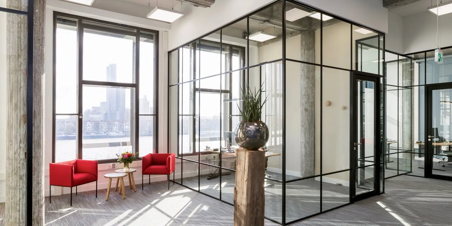 Retro glaswanden inclusief kaderdeur